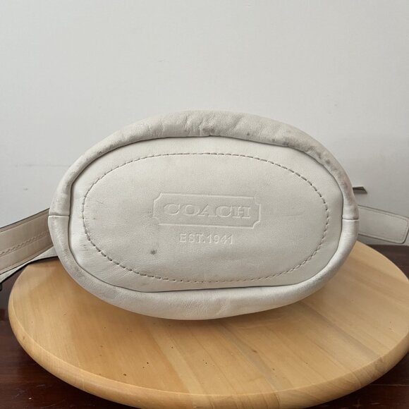Coach Rugby Duffle Leather Bag White and Tan Stripes (relisted) - Picture 5 of 11
